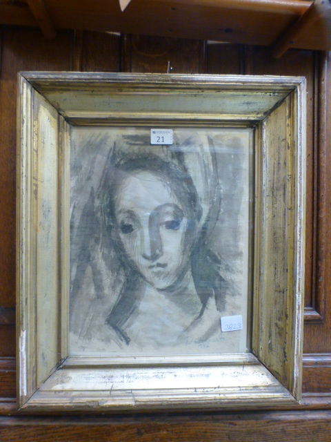 A framed and glazed pen and wash of lady