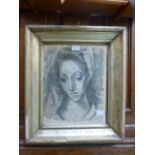 A framed and glazed pen and wash of lady