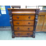 A 19th century mahogany chest of five lo