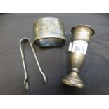 A silver hallmarked bud vase together wi