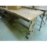 An elm refectory style table, the rectan