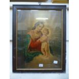 A framed and glazed print of Madonna and