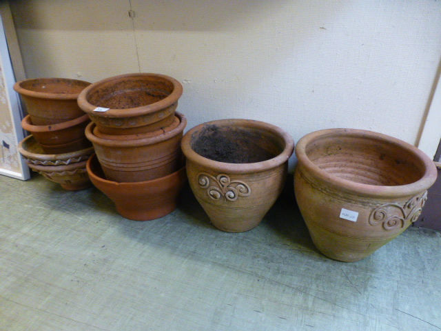 A selection of terra cotta garden pots