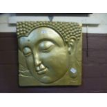 A gold plaster moulded relief of Buddha'