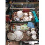 Two trays of ceramic ware to include kit