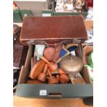 A tray containing Masonic items, gavels,
