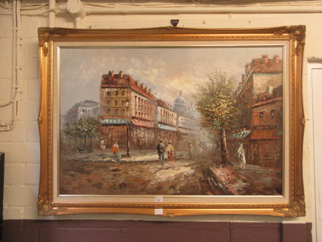 A modern ornate gilt framed oil on canva