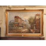 A modern ornate gilt framed oil on canva