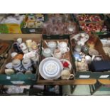 Three trays of ceramic items to include