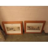 Four modern pine framed and glazed print