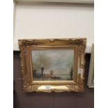 A gilt framed oil on canvas of boating s