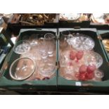 Two trays of assorted glassware to inclu