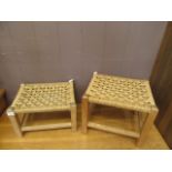 Two seagrass seated stools