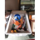 A plastic carton of assorted hand tools,