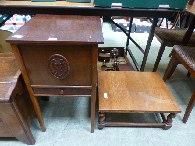 A sewing box along with a low level tabl