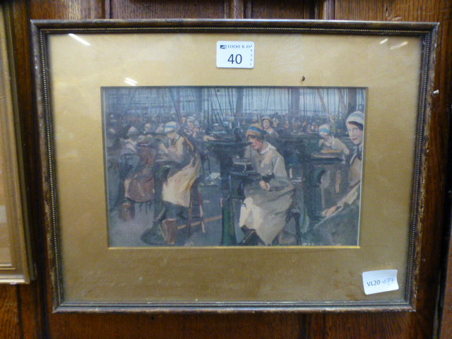 A framed and glazed print of ladies in f