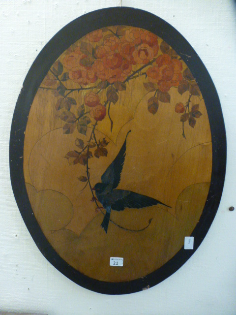 An early 20th century oval ply artwork o