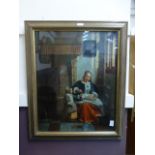 A framed and glazed print of woman peeli