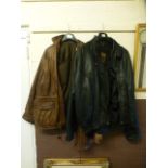 Two leather jackets, one brown and one b