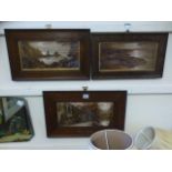 Three oak framed monochrome prints