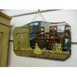 An early 20th century bevel glass mirror