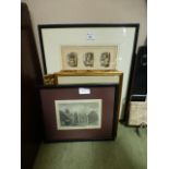 Five framed and glazed prints of buildin