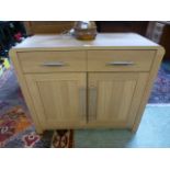 A modern oak laminated side cabinet with