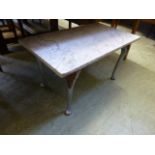 A white marble topped occasional table w