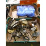 Two trays of architectural salvage from