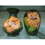 Two small Moorcroft vases decorated in t
