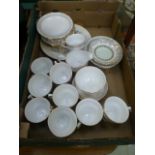 A tray of assorted ceramic tableware