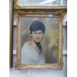 A framed oil on canvas of lady signed bo