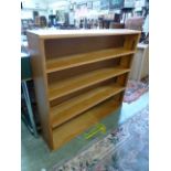 A modern pine open bookshelf