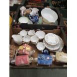 Two trays of ceramic ware to include dec