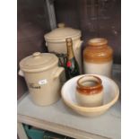 A selection of stoneware storage vessels