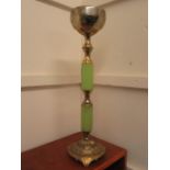 A gilt metal and green onyx effect smoke