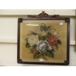 A Victorian mahogany framed needlework u