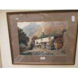 A framed and glazed print of valley cott