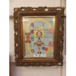 An ornate gilt framed abstract drawing s