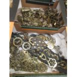 Two trays of brass ware to include horse