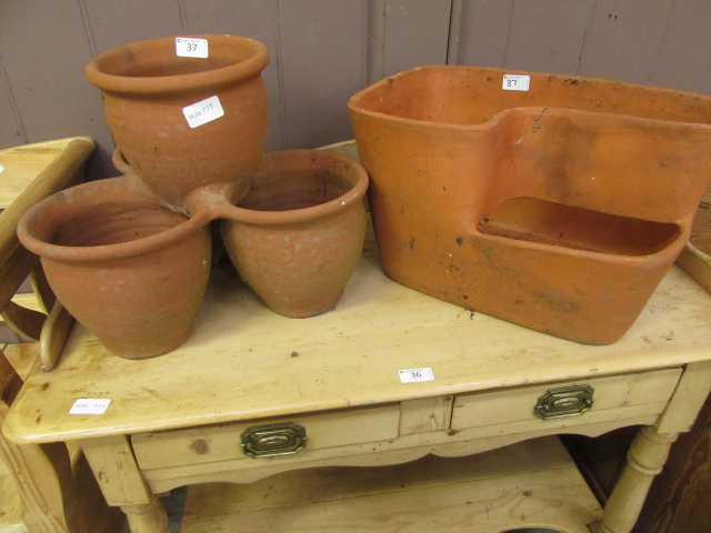 Two clay garden pots