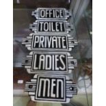 Five Art Deco style signs