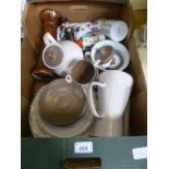 A tray containing a part Poole tea set,