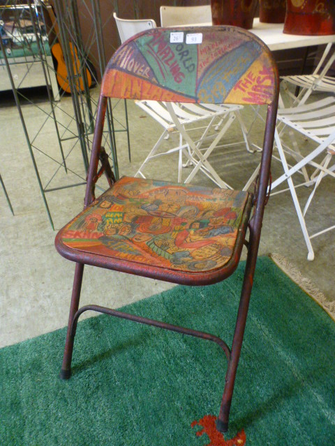 A painted metal folding chair 'World Ama