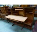 A mid-20th century teak students desk ha