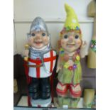 Two oversized moulded garden gnomes