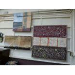 Three stretched canvases of abstracts