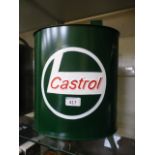 An oval Castrol petrol can