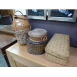 A selection of wicker baskets and boxes