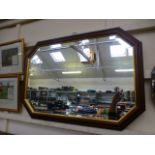 A mahogany framed bevel glass mirror